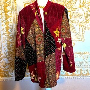 Vintage Alex Kim Blazer Jacket Embroidered Beaded Patchwork Embellished size L